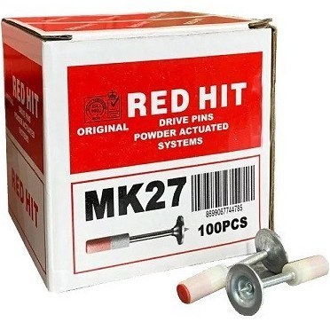 میخ و چاشنی تفنگ میخکوب عصایی رد هیت بسته 100 عددی مدل MK27
