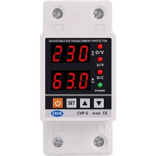 محافظ ولتاژ و جریان مرکزی تکفاز ۶۳ آمپر مدل CVP_SPE