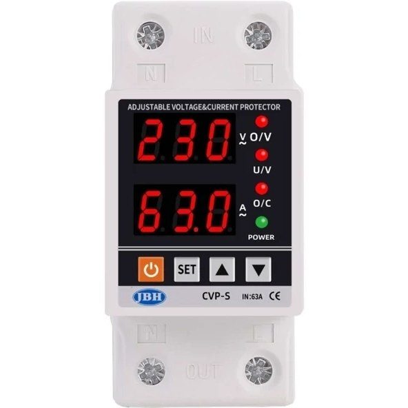 محافظ ولتاژ و جریان مرکزی تکفاز ۶۳ آمپر مدل CVP_SPE